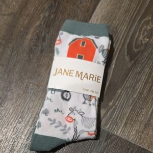 Jane Marie Women's Farm-Themed Socks - Gray and Red